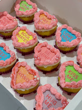 Load image into Gallery viewer, Valentine’s Day Conversation Heart Cupcakes