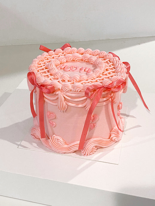 pink coquette vintage piped lambeth mini mother's day cake with bows Miami Fort Lauderdale for delivery or pick up